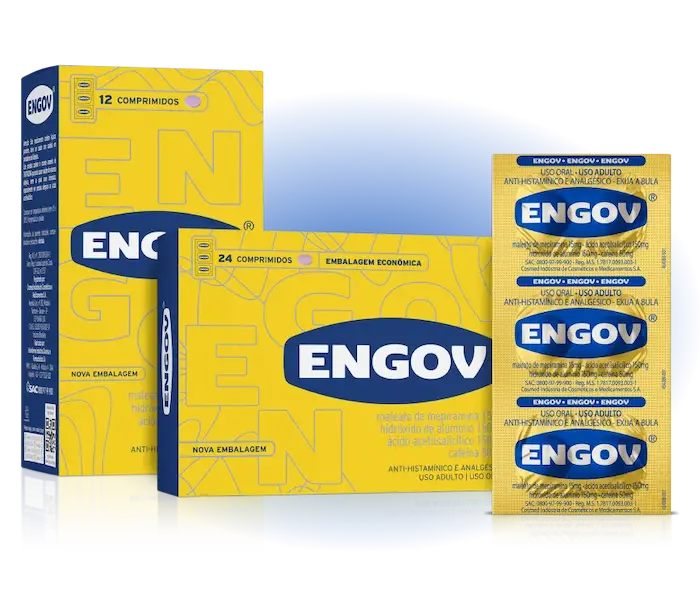Imagem da embalagem de Engov em comprimido.