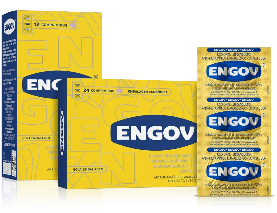 Imagem da embalagem de Engov em comprimido.